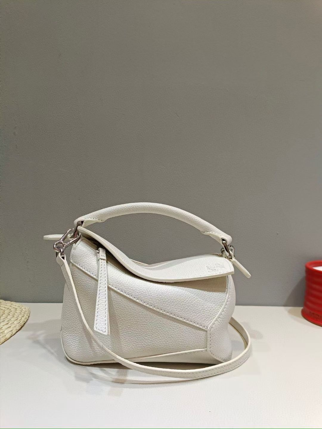 Loewe Mini Puzzle Bag in Soft Grained Calfskin Sea Salt